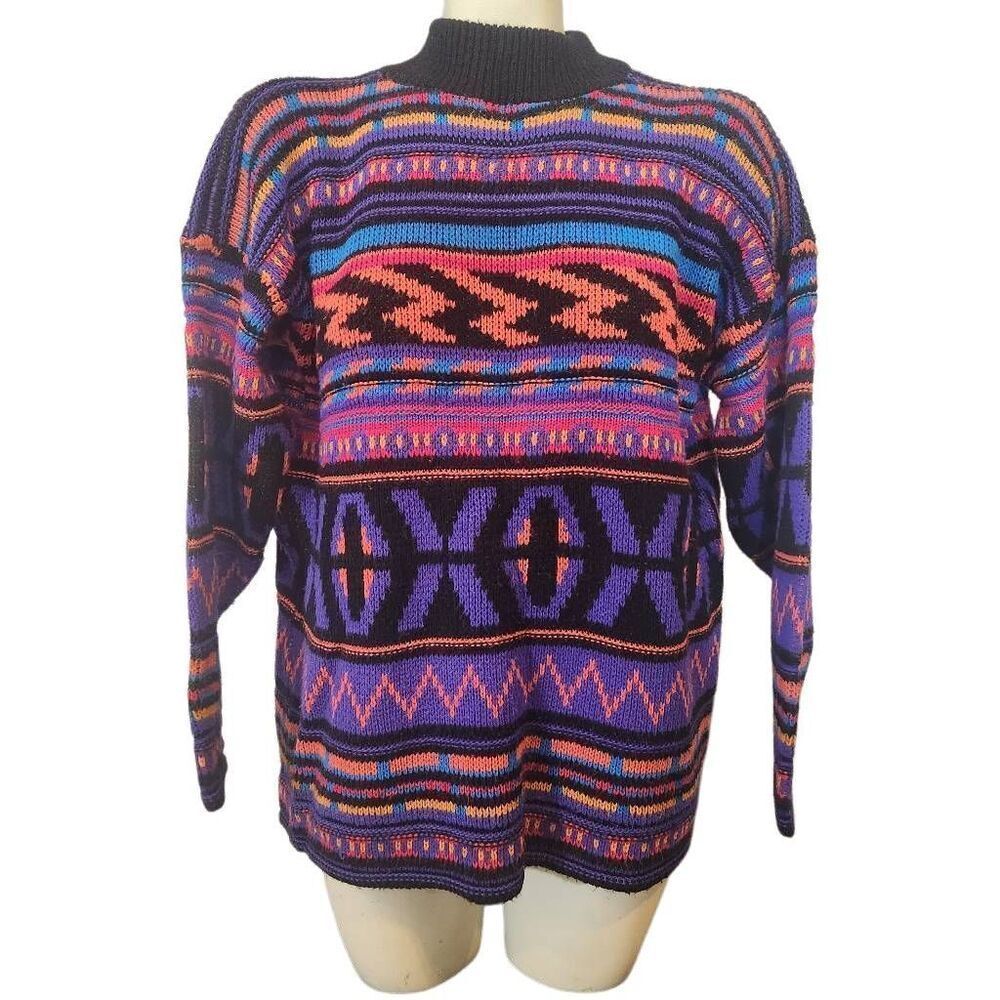 Vintage 80s Croquet Club Multicolored Sweater Size‎ Medium